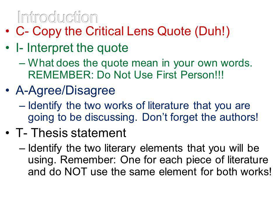 critical lens essay quotes